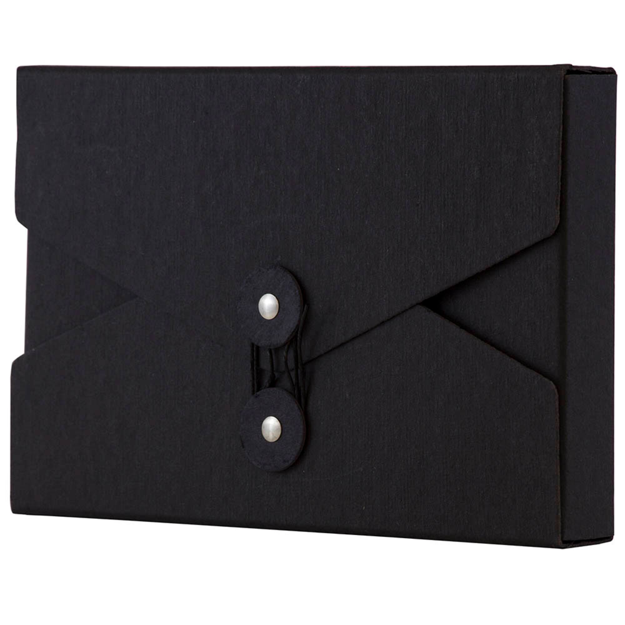JAM Paper Black Kraft Portfolio with Button and String Tie Closure 5.5" x 8.5"